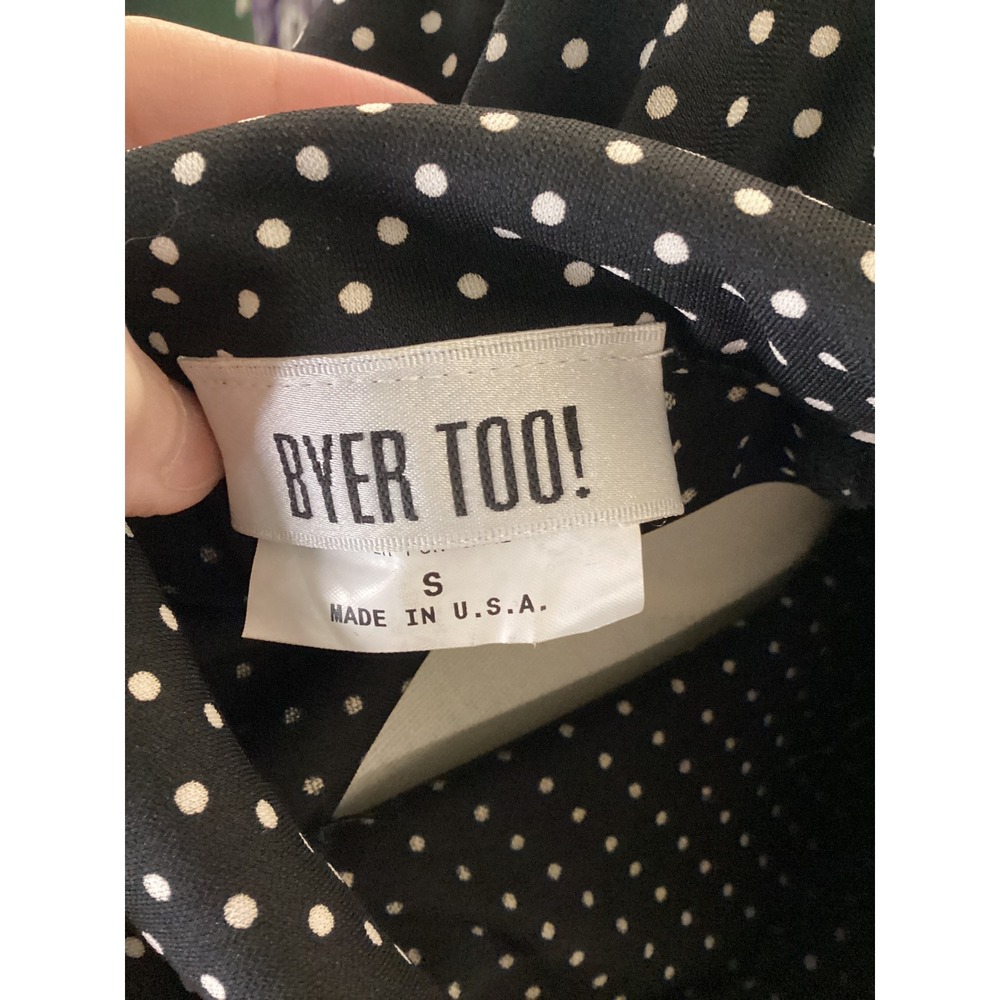 Byer Too! Vintage Polka Dot Midi Dress Collared Empire Waist S Juniors - Picture 4 of 5